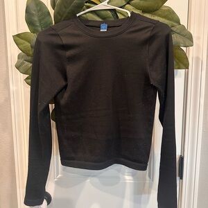 Black Long Sleeve Ribbed Top